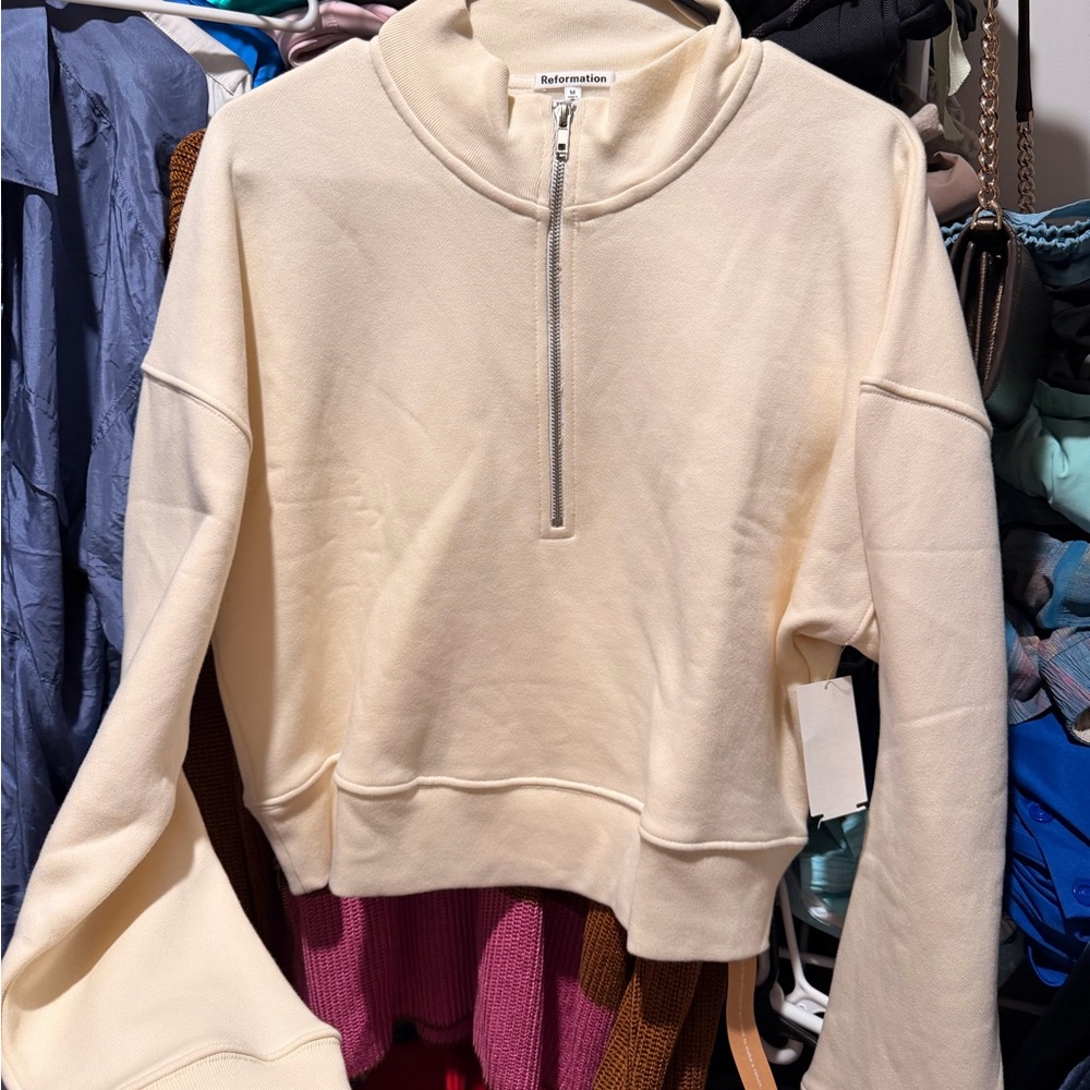 Reformation Off-White Zip-Up Top